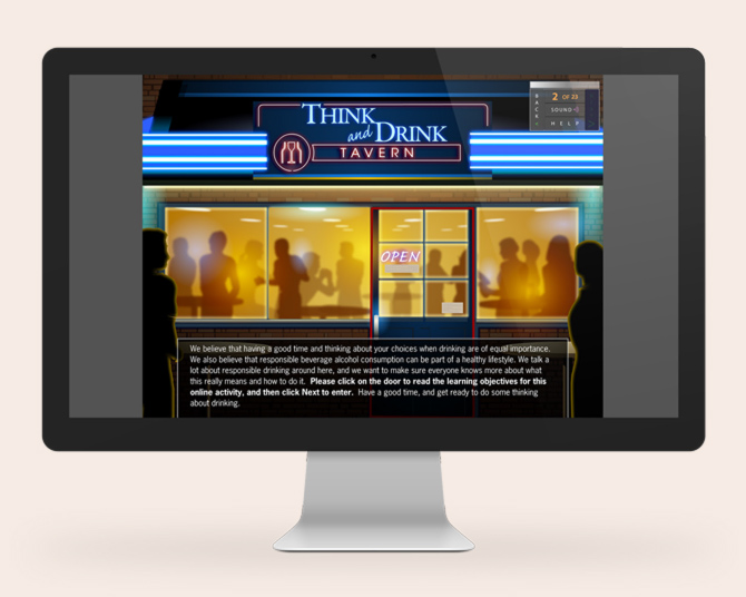 Think and Drink Tavern displayed on a computer monitor